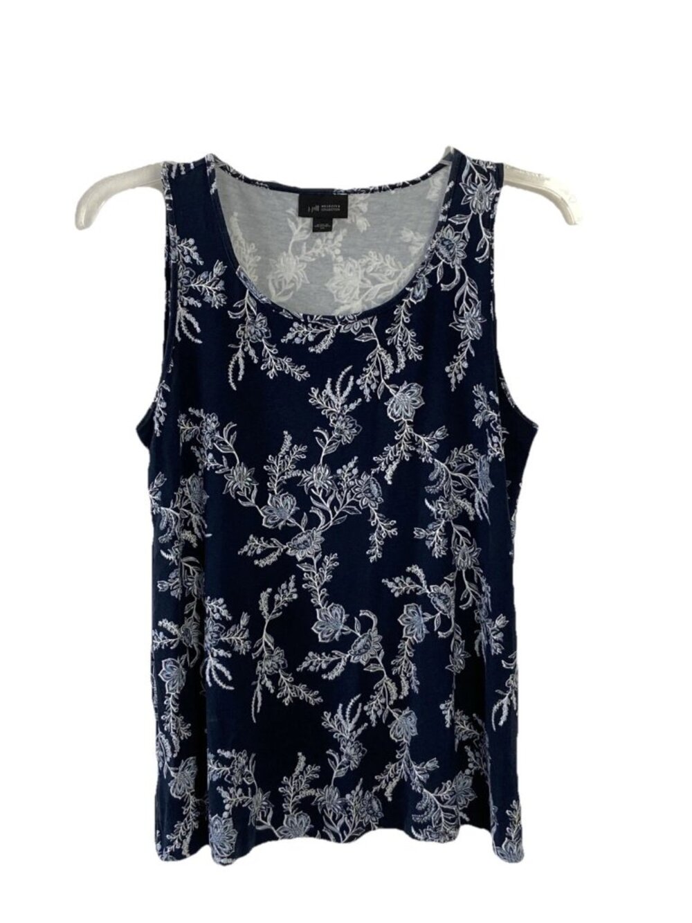 J. Jill Women Wearever Easy A-Line Tank Top Navy Blue Floral Sleeveless Sz XS